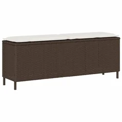 Vidaxl Vrtna klop z blazino rjava 110x30x40,5 cm poli ratan