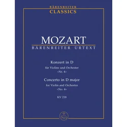 MOZART : note KONZERT IN D NO.4 KV218 SCORE
