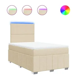 Vidaxl Box spring postelja z vzmetnico krem 120x200 cm blago