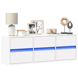 Zidni TV ormarić s LED svjetlima bijeli 130x31x45 cm