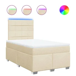 Vidaxl Box spring postelja z vzmetnico krem 120x190 cm blago