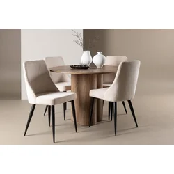 Venture Design Jedilna garnitura Olivia miza z Leone stoli, miza 110x75 cm, rjava in bež