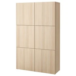 BESTA Kombin. odlaganje s vratima, belo b. im. hrastovine/Lappviken belo b. im. hrastovine, 120x42x193 cm