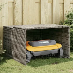 Garaža za robotsku kosilicu siva 86x90x52/57 cm od poliratana