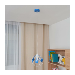 Otroški lestenec na vrvici STARS 1xE27/15W/230V modra/bela
