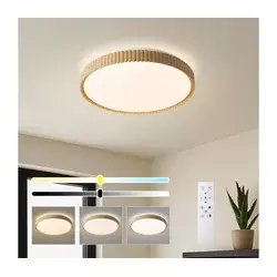 Brilagi-LED Prigušiva stropna svetiljka CORVO LED/72W/230V 3000-6000K dekor drveta prečnik 50 cm + daljinski upravljač