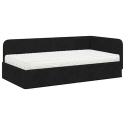 Vidaxl Kotna postelja Črna 90 x 200 cm blago