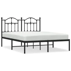 Vidaxl Kovinski posteljni okvir z vzglavjem črn 135x190 cm