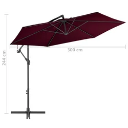 Konzolni vrtni suncobran s aluminijskim stupom 300 cm bordo
