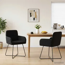 Trpezarijske stolice 2 pcs Baršun Crna 59 x 56,5 x 86 cm