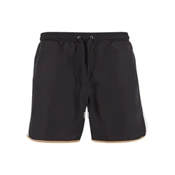 Urban Classics Kratke kopalne hlače  temno bež / črna / bela