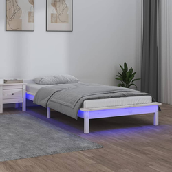 vidaXL LED posteljni okvir bel 90x200 cm trden les