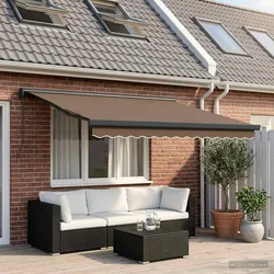 Povlačivi tende Sivosmeđa 350 x 250 cm Platno i Aluminij