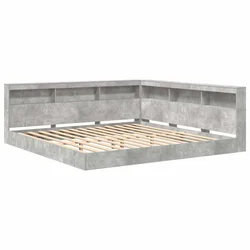 Krevet s policama Beton siva 180 x 200 cm Konstruirano drvo