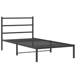Vidaxl Kovinski posteljni okvir z vzglavjem črn 107x203 cm