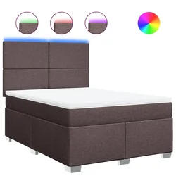 Vidaxl Box spring postelja z vzmetnico temno rjava 140x200 cm blago