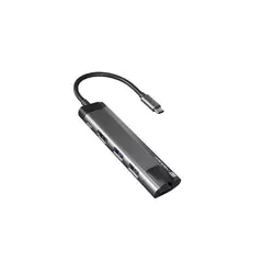 Natec NMP-1985 FOWLER GO, USB Type-C 5-in-1 Multi-port Adapter (USB3.0 Hub + HDMI + PD + Gigabit LAN), Max. 100W Output, Black