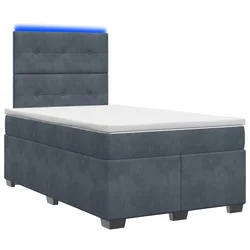 vidaXL Postelja boxspring z vzmetnico Temno siva 120 x 200 cm Žamet