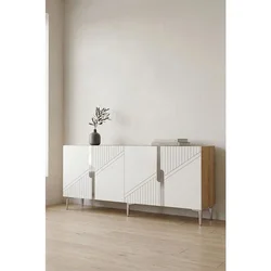 Hanah Home komoda Evva 150, 150 cm, hrast Sapphire / srebrna / bela