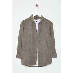 Trendyol Beige Slim Fit Button Down Winter Shirt