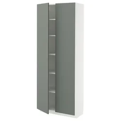 METOD Visoki element s policama, bela/Nickebo mat sivozelena, 80x37x200 cm