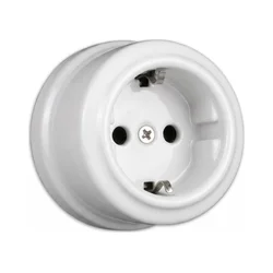 Elhard - Keramička retro kućna utičnica SCHUKO 230V bela
