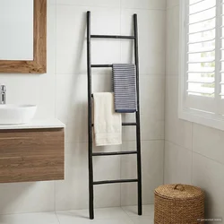 vidaXL Lestev za Odeje Črna 50 x 190 cm Bambus