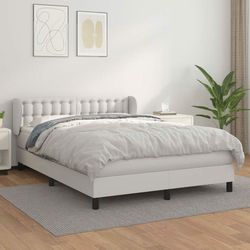 shumee Box spring postelja z vzmetnico bel 140x190 cm umetno usnje