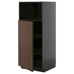 METOD Visoki element za ugradne uređaje, Crnosiva/Sinarp smeđa, 60x60x140 cm