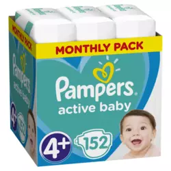 Pampers pelene Active Baby veličina 4+ (10-15 kg) maxi pack plus 152 kom