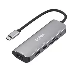 Onten USB Hub OTN-95116, USB Type-C Dock stanica, HDMI 4K + SD/TF 3.0 + 2× USB 3.0 + USB-C PD 3.0 65W, kabl 20cm