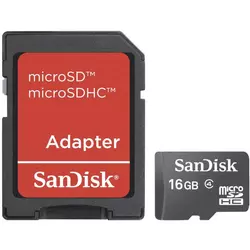 SANDISK microSDHC kartica 16GB, razred 4, s SD-adapterjem