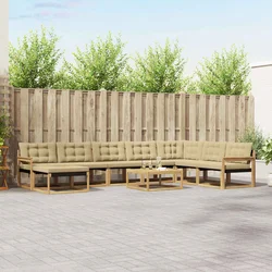 Set vanjskih sofa 9 pcs Bijela i bež Čvrsto drvo akacije