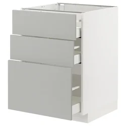METOD / MAXIMERA Podni element s 3 fioke, bela/Havstorp svetlosiva, 60x60 cm