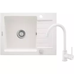 Deante Zorba ZQZ A11A Sudopera, 1 korito, 15cm, Granitna + BEN L62M Slavina, 355mm, Bela