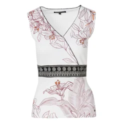 KOROSHI Top mauve/oranžna/črna/bela