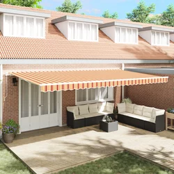 vidaXL vidaXL Ročno retraktibilna tenda Rumena in oranžna 600x350 cm, (22145902)