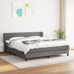 vidaXL Box spring postelja z vzmetnico temno siva 180x200 cm blago