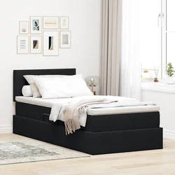 Krevet s od storage s madracem Crna 90 x 200 cm Baršun