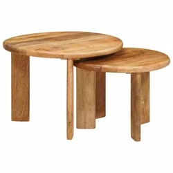 vidaXL Gnezditvene mize 2 pcs Rjava Masiven les manga