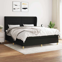 shumee Box spring postelja z vzmetnico črna 160x200 cm blago