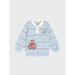 Sinsay - Pamučni duks sa polo kragnom, prugama i printom Mickey Mouse - grey blue