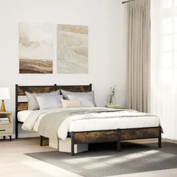 shumee vidaXL Postelja brez vzmetnice, dimljen hrast, 80x200 cm
