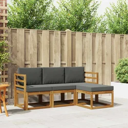 Set vanjskih sofa s jastukom 4 pcs Prirodna i antracit
