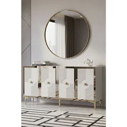 Hanah Home komoda Pega 150, 125 cm, bela / zlatna