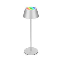 Brilo - LED RGB punjiva stona dodirna lampa KIKI LED/2,6W/5V IP44 2600 mAh srebrna