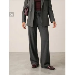 Sinsay - Wide leg pantalone sa mešavinom viskoze - tamno siva