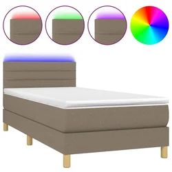 Vidaxl Box spring postelja z vzmetnico LED taupe 90x190 cm blago