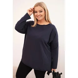 Plus Size asimetrična bluza z dolgimi rokavi