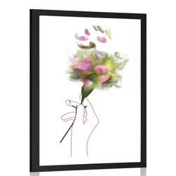 Plakat s paspartujem čudovit naslikan cvet - 20x30 black